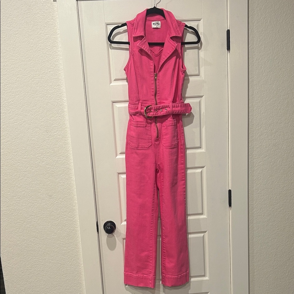 Show Me Your MuMu Pink Cropped Jumpsuit